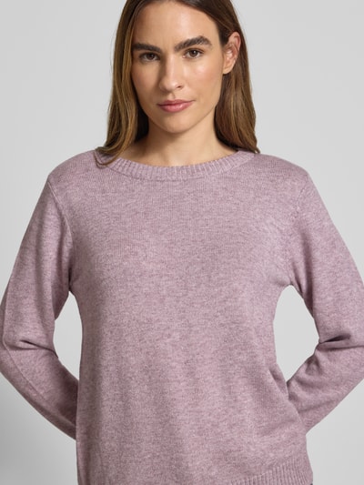 Vila Strickpullover mit gerippten Abschlüssen Mauve 3