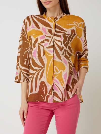 Luisa Cerano Blouse van ramee Mosterdgeel - 4