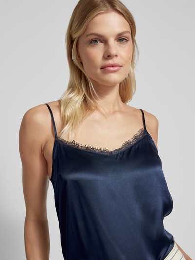 Marc Cain Zijden top met kant Marineblauw - 3