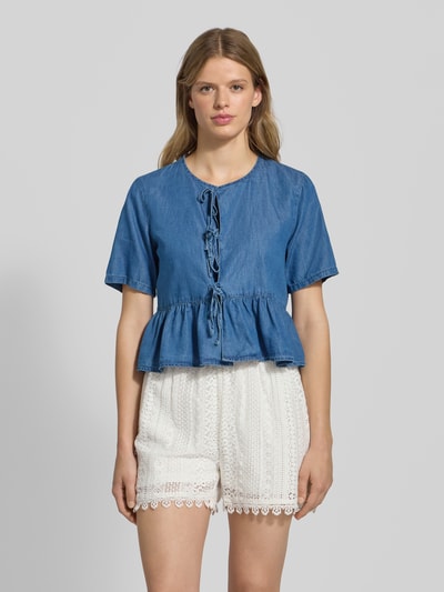 Only Boxy Fit Jeansbluse aus Baumwoll-Lyocell-Mix Modell 'BEA' Jeansblau 4