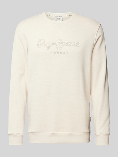 Pepe Jeans Sweatshirt met labelstitching, model 'Nouvel' Offwhite - 2