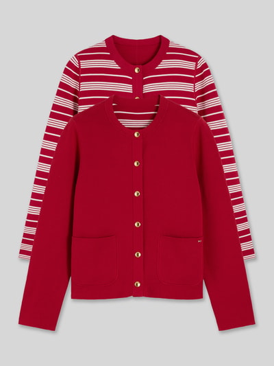 Tommy Hilfiger Regular Fit Strickjacke aus Baumwoll-Mix  Rot 2