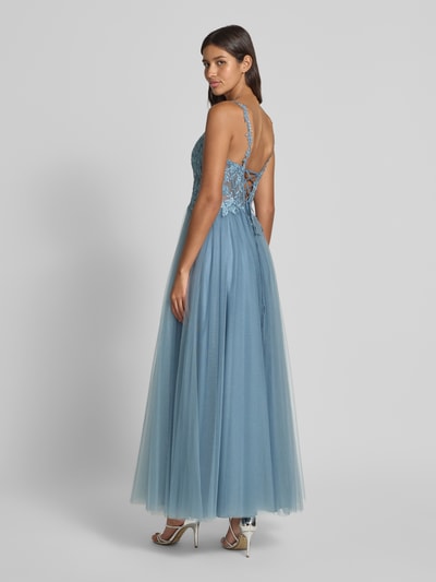 Hey Kyla Abendkleid mit Spitze und V-Ausschnitt Hellblau 5