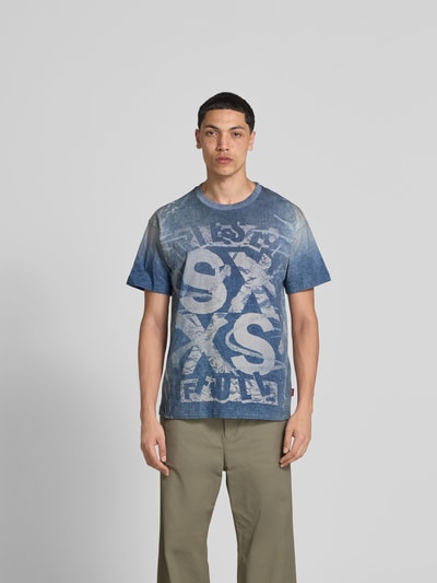 Diesel T-Shirt mit geripptem Rundhalsausschnitt Blau 4