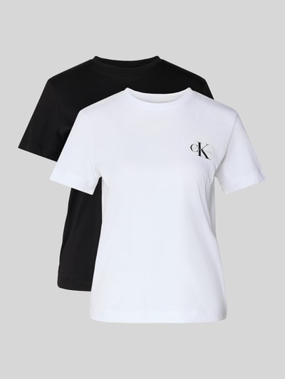 Produktfoto, T-Shirt Set mit Logo und Rundhalsausschnitt von Calvin Klein Jeans, wit en zwart, puur katoen, regular fit, dames