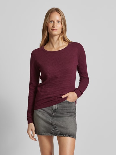 Vero Moda Sweter z dzianiny o kroju regular fit z okrągłym dekoltem ‘CARE STRUCTURE’ Bordowy 4