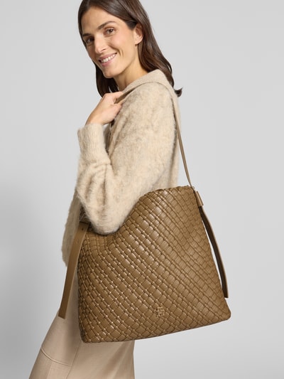Tommy Hilfiger Shopper met grof geweven motief Taupe - 1