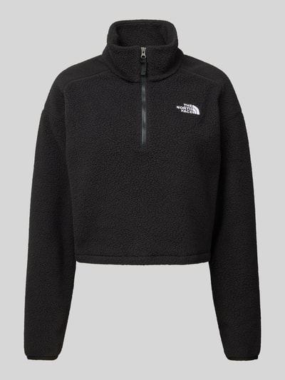 The North Face Sweter krótki z polaru z wyhaftowanym logo Metaliczny czarny 2