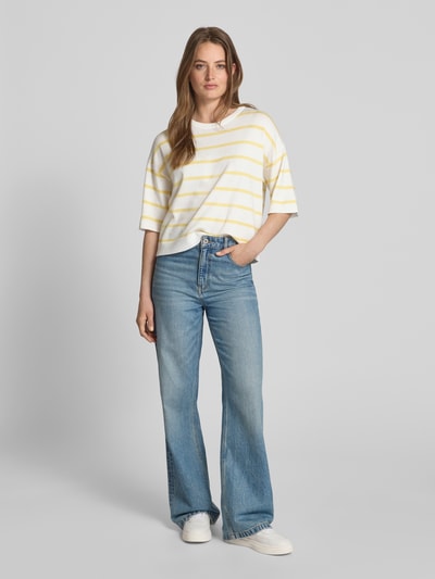 MSCH Copenhagen Strickshirt mit überschnittenen Schultern und Rundhalsausschnitt Hellgelb 1