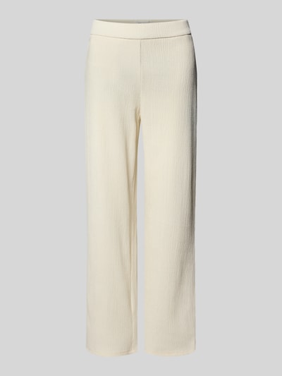 Produktfoto, Stoffhose mit elastischem Bund Modell 'Filiz' von STEHMANN aus cremefarbenem Stoff mit feinem Strukturmuster und Relaxed Fit.