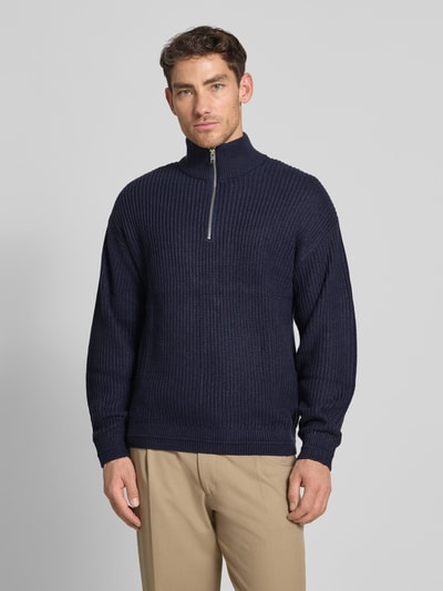 Jack & Jones Sweter z dzianiny z zamkiem błyskawicznym model ‘KAITO’ Granatowy 4