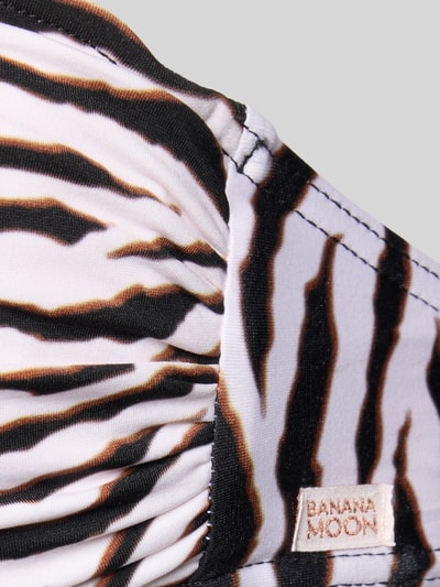 Produktfoto, Neckholder-Bikini-Oberteil Modell 'FADIO WILDJUNGLE' von Banana Moon, Zebra-Muster, Weiß-Braun-Schwarz, strukturierter Stoff, Stretch-Anteil