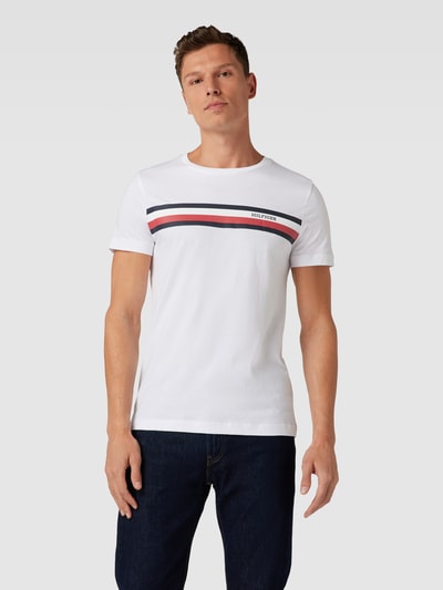 Tommy Hilfiger Slim Fit T-Shirt mit Label-Print Weiss 4