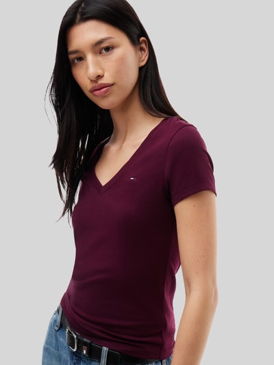 Tommy Jeans Slim Fit T-Shirt aus reiner Baumwolle Bordeaux 3