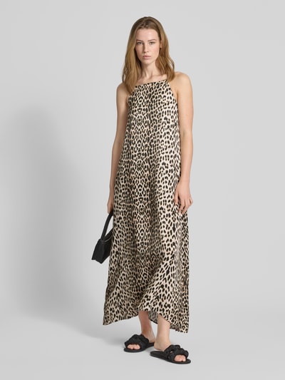 OH APRIL Sukienka midi z cienkimi ramiączkami model ‘Loquat’ Camel 1