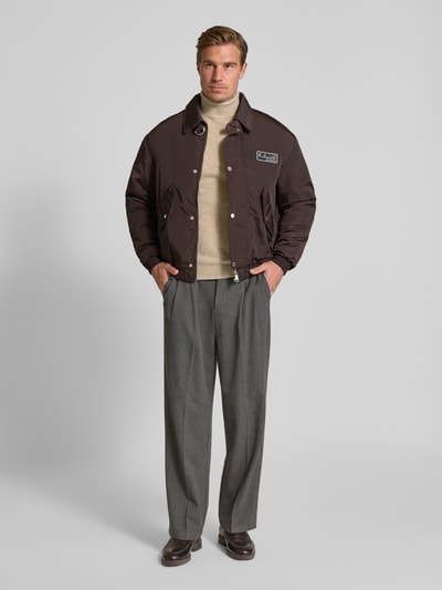 Lacoste Regular Fit Bomberjacke mit Umlegekragen Dunkelbraun 1