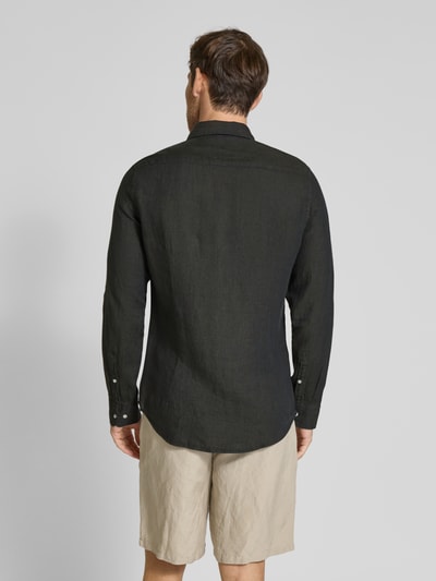 SEIDENSTICKER Slim Fit Business-Hemd aus Leinen mit Kentkragen Oliv 5