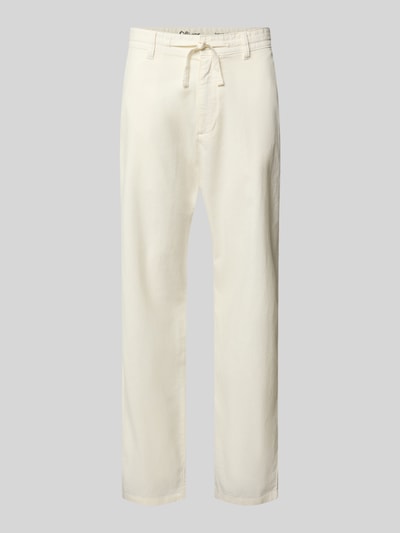 Produktfoto, Relaxed Fit Hose aus Leinen-Baumwoll-Mix von s.Oliver RED LABEL in Unifarben, Mid Waist, seitliche Eingrifftaschen, Webware-Struktur