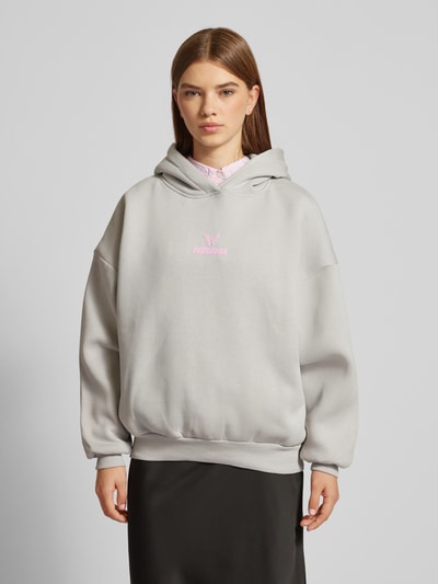 FELICIOUS Oversized Hoodie mit Label-Print Hellgrau 4