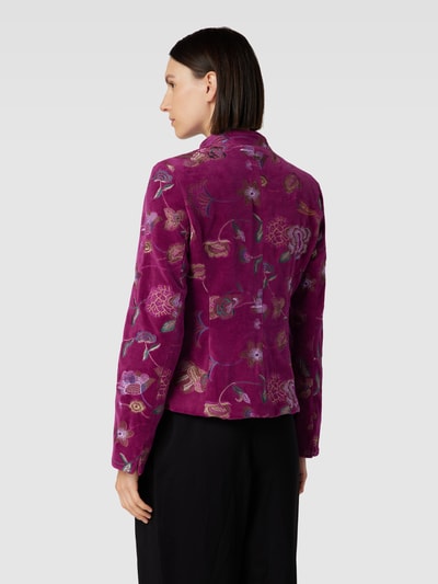 WHITE LABEL Blazer met opstaande kraag en bloemenstitching Bordeaux - 5