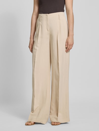 Christian Berg Woman Selection Wide Leg Bundfaltenhose aus Viskose-Leinen-Mix Sand 4