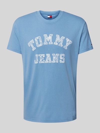 Tommy Jeans Regular Fit T-Shirt aus reiner Baumwolle mit gemustertem Label Print Rauchblau 1