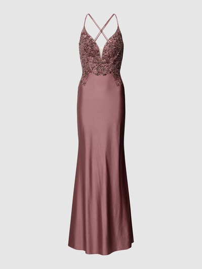 Unique Abendkleid mit Strasssteinbesatz Mauve 2