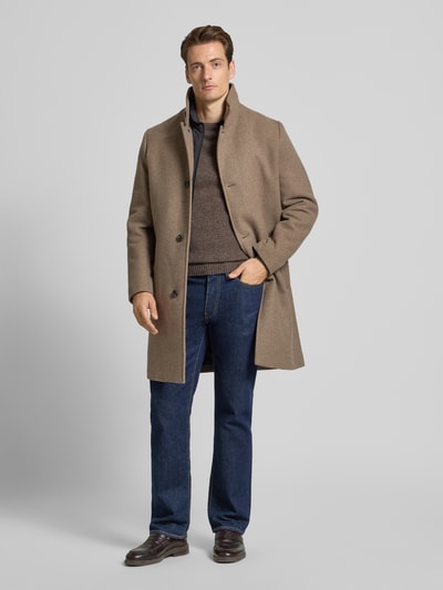 SELECTED HOMME Regular fit lange wollen jas met gewatteerde inzet, model 'RAINAR' Taupe - 1