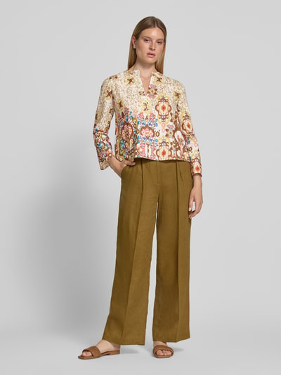 Stefanel regular fit blouse van mix van katoen en linnen Offwhite - 1
