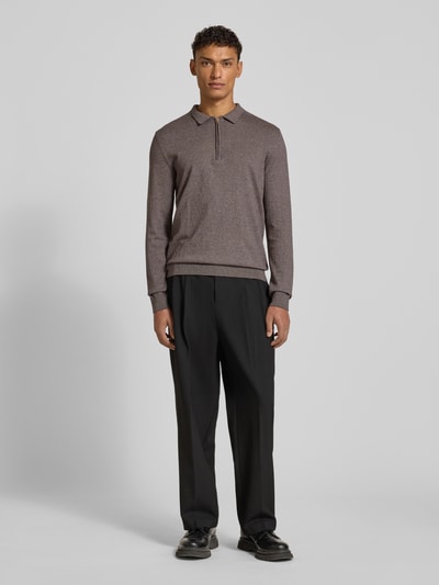 SELECTED HOMME Regular fit gebreide pullover van puur katoen, model 'BERG' Donkerbruin gemêleerd - 1