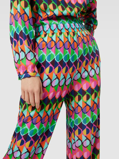 Milano Italy Stoffen broek met all-over motief, model 'Palazzo' Felroze - 3