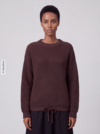 Jake*s Casual Regular Fit Pullover mit Tunnelzug Dunkelbraun 4