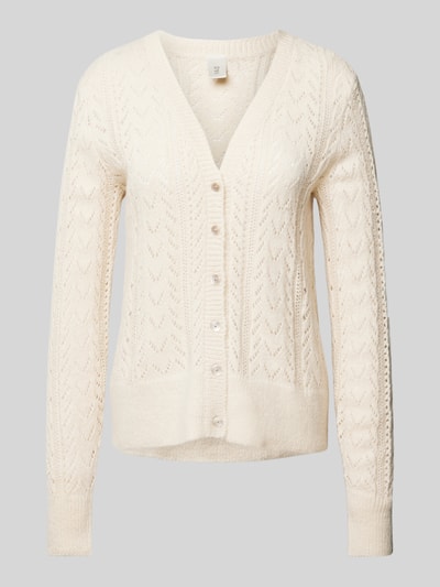 YAS Gebreide cardigan met ajourpatroon, model 'STELLA' Ecru - 2