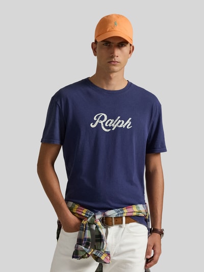 Polo Ralph Lauren Relaxed Fit T-Shirt aus reiner Baumwolle mit Label-Schriftzug Marine 4