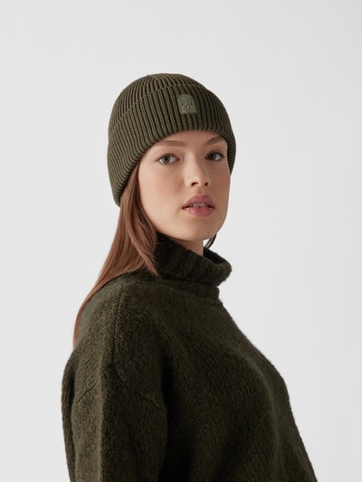 Parajumpers Beanie mit Label-Applikation Khaki 1