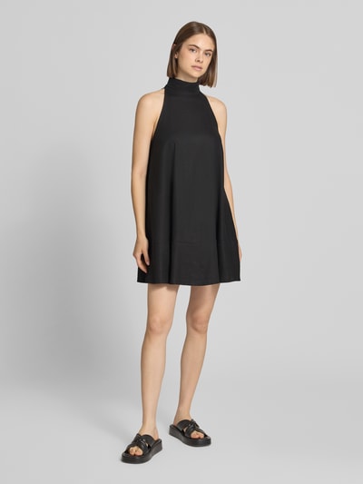 Topshop Minikleid aus Leinen-Mix mit Neckholder Modell 'SARA' Black 1