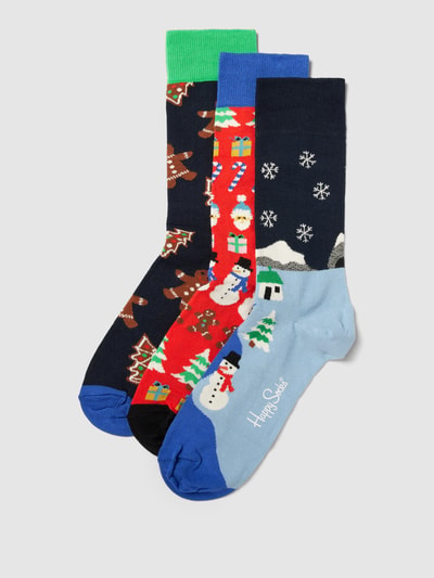 Happy Socks Kousen in een set van 3 paar, model 'XMAS GIFTBOX' Marineblauw - 1