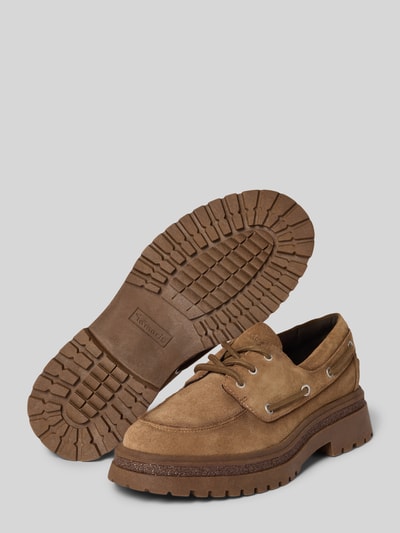 Tamaris Veterschoenen van echt leer  Camel - 4