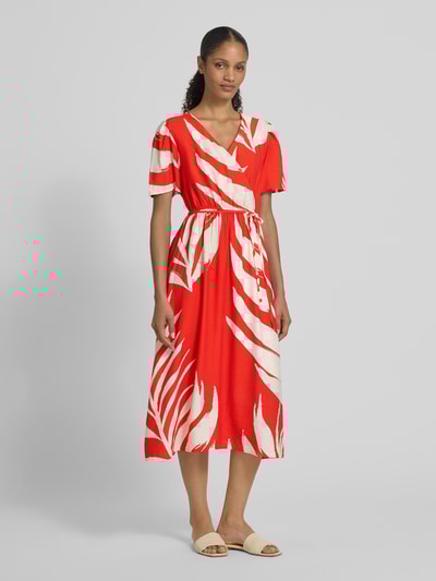 ZABAIONE Sukienka midi w kopertowym stylu model ‘Si44ciliana’ Jasnoczerwony 1