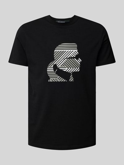 Karl Lagerfeld T-shirt z nadrukiem z logo Czarny 2