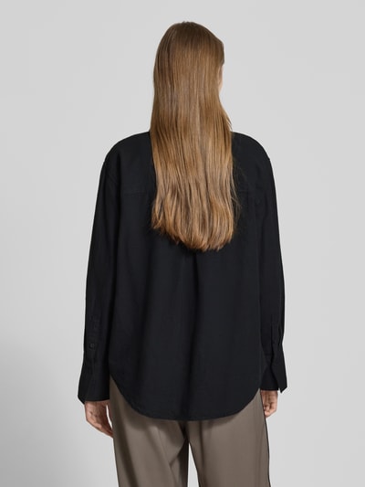 Gina Tricot Regular fit overhemdblouse van linnen met doorknoopsluiting Zwart - 5