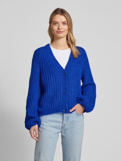 Lanius Cardigan van alpaca met V-hals Koningsblauw - 4