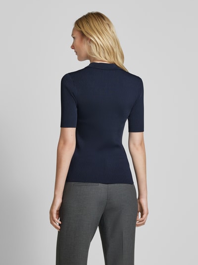 Lauren Ralph Lauren Gebreid shirt met doorknoopsluiting, model 'DAENA' Marineblauw - 5