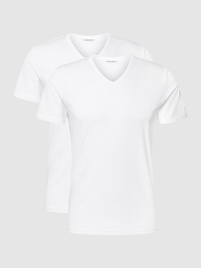 Emporio Armani T-Shirt mit V-Ausschnitt im 2er-Pack Weiss 2