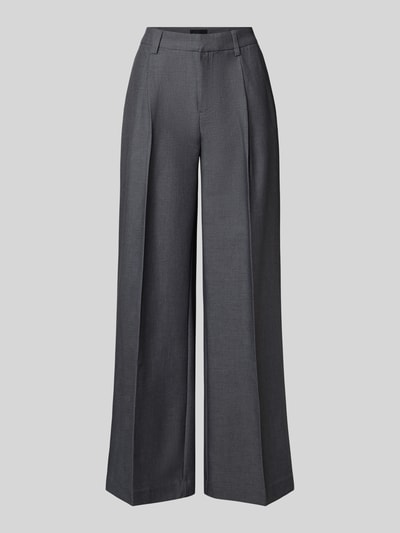 Produktfoto, Wide Leg Hose mit Bügelfalten von Gina Tricot aus Material-Mix mit Leinen-Anteil, Grau, Bundweite 39 cm, Innenbeinlänge 77 cm