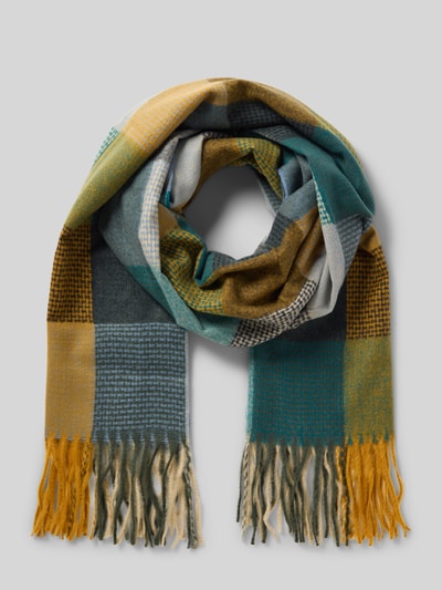 Kurt Beines Schal mit Fransen Modell 'happy' Petrol 1