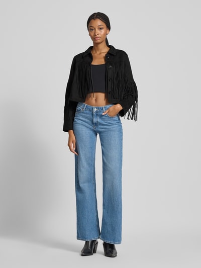 Only Jack in leerlook met lange franjes, model 'DIANE LIFE' Zwart - 1