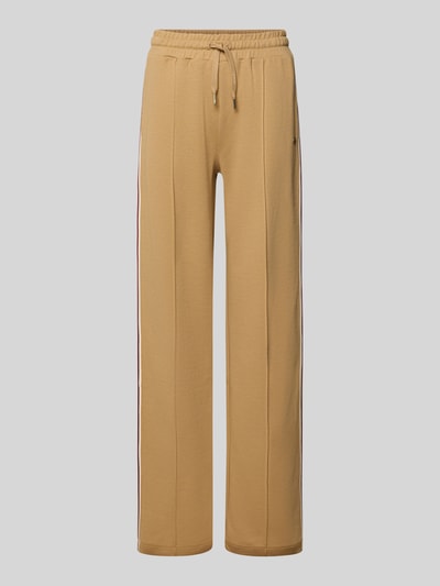 JOOP! Wide leg sweatpants met vaste persplooien, model 'TALINA' Camel - 2