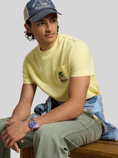 Polo Ralph Lauren Regular Fit T-Shirt aus reiner Baumwolle mit Rückenprint Hellgelb 3