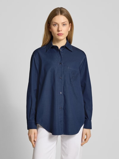 Emporio Armani Oversized Hemdbluse mit Label-Stitching Marine 4